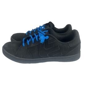 Etnies Fader LS Skate Shoes US 9.5 Black Low-Top Contrasting Blue Laces Skater
